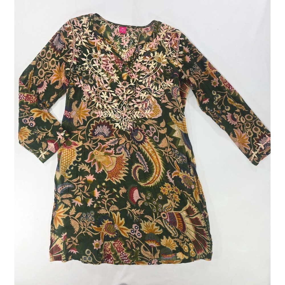 Raj Medium Cotton Embroidered Colorful Boho Hippie Bright Beachy Tunic BB